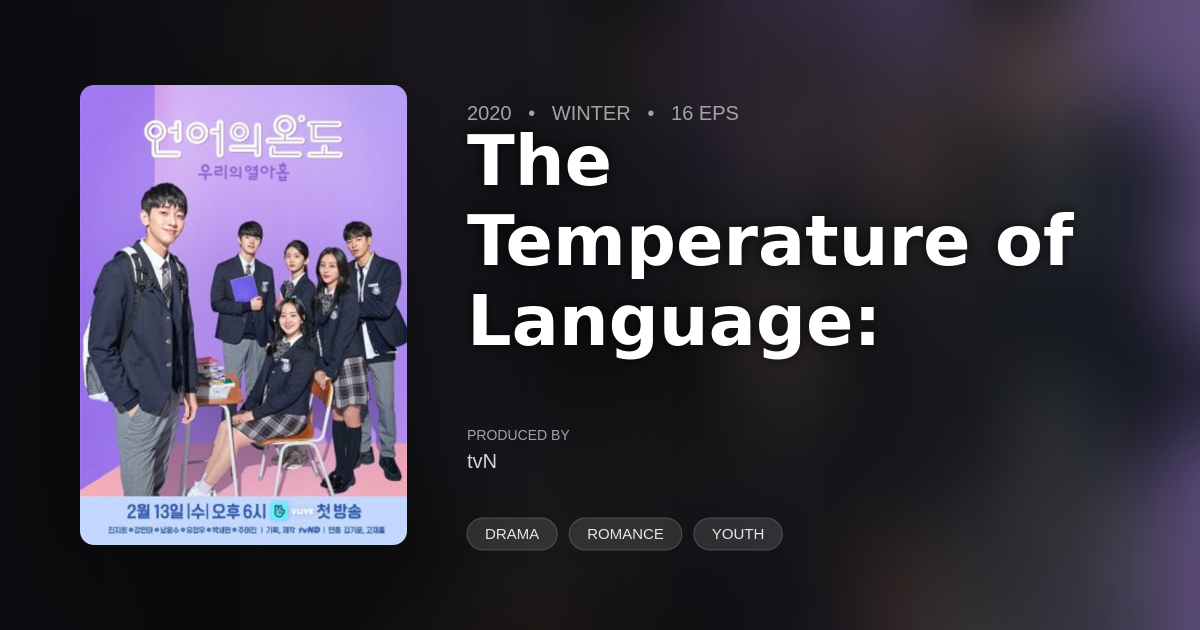 The Temperature of Language: Our Nineteen - DramaList