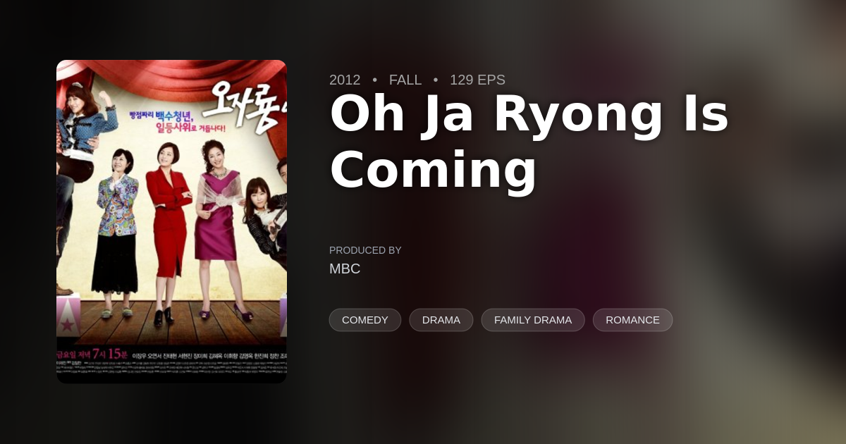 Oh Ja Ryong Is Coming - DramaList